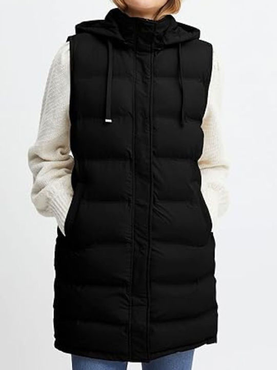 Fransa Women's Long Puffer Jacket for Winter Black