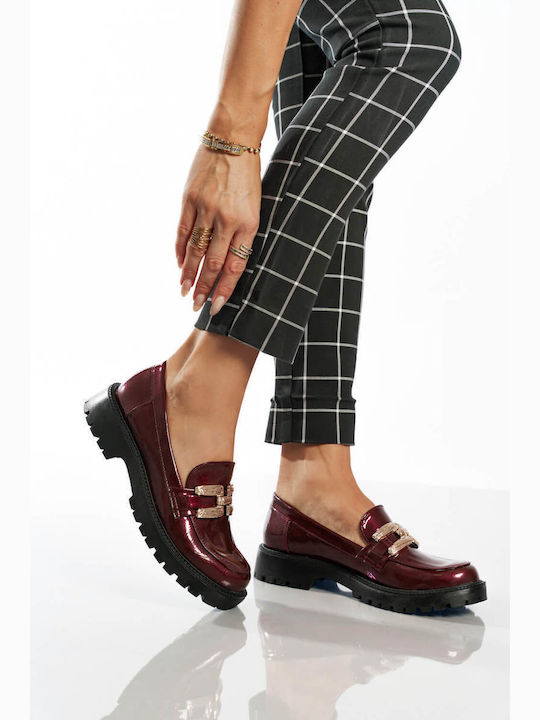 Μπορντό Ελληνικά Loafers Σφυρήλατη Διακόσμηση