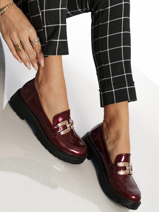 Μπορντό Ελληνικά Loafers Σφυρήλατη Διακόσμηση