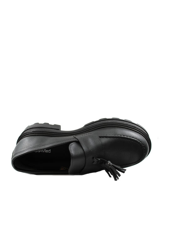 Leder Damen Mokassins in Schwarz Farbe