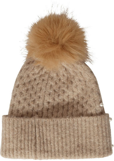 Maddie Beanie Γυναικείος Σκούφος Πλεκτός σε Μπεζ χρώμα