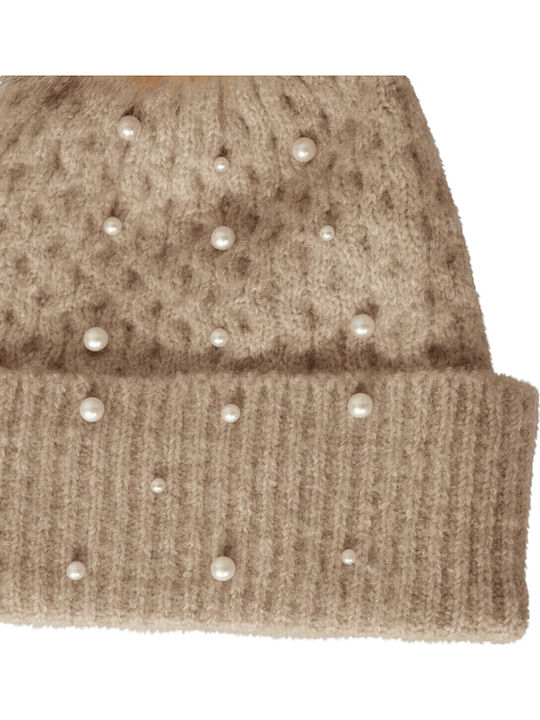 Maddie Beanie Γυναικείος Σκούφος Πλεκτός σε Μπεζ χρώμα