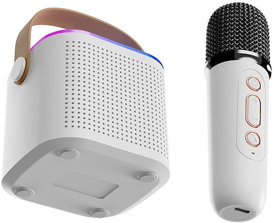 Karaoke Speaker with Wireless Microphone and Lighting Effects Y1 Monocular Wheat White