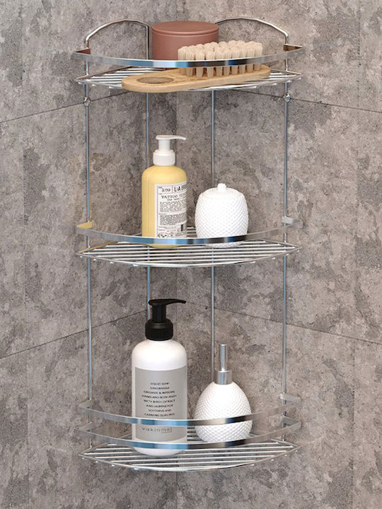 Viosarp BK083 SS304 Wall Mounted Bathroom Shelf Inox with 3 Shelves 10x10x35cm Silver