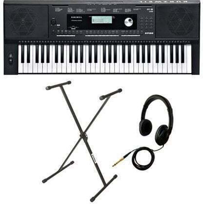 Kurzweil Keyboard KP100 with 61 Dynamic Keys with Stand and Headphones Black Bundle