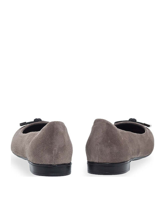 Leder Damen Ballerinas Grau