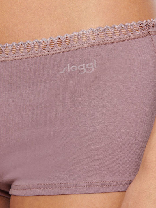 Βαμβακερά Γυναικεία Boxer 3Pack με Δαντέλα Μόκα