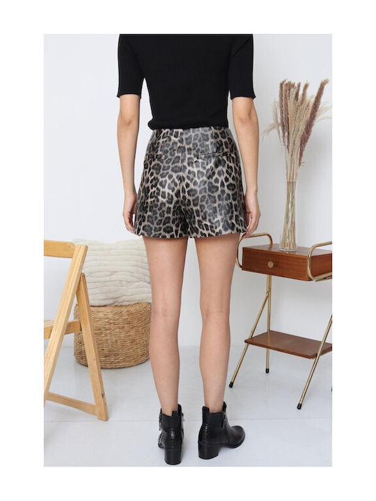 Bon Leather Mini Skirt Leopard Leopard