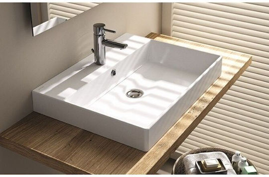 Sanindusa Novelda Επικαθήμενος Νιπτήρας Πορσελάνης 70x45cm Λευκός Sanindusa Novelda Επικαθήμενος Νιπτήρας Πορσελάνης 70x45cm Λευκός