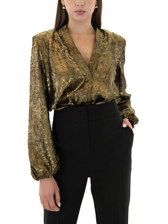 MY T Long Sleeve Bodysuit Black-Gold