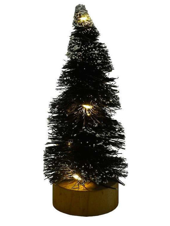 Christmas Decorative Snowy Illuminated Wood Tree 15cm Battery White