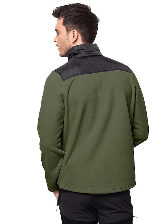 Jack Wolfskin Men's Fleece Cardigan with Zipper Green