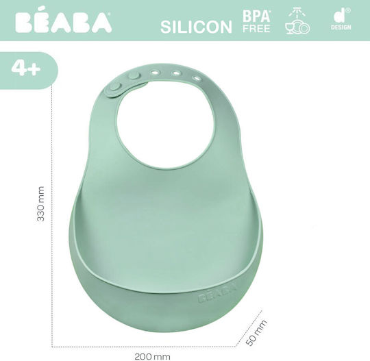 Beaba Wasserdicht Lätzchen Silikon mit Tasche Grün für 4 m+ 2Stück