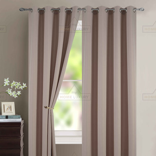 Homeone Grommet Beige Curtain 140x265cm
