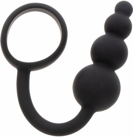 ToyJoy Δαχτυλίδι Πέους Σιλικόνης με Πρωκτική Σφήνα Μαύρο