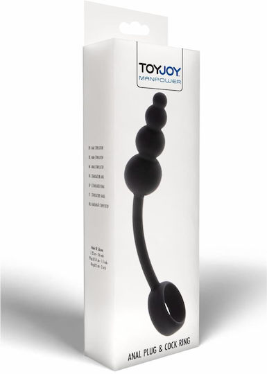 ToyJoy Δαχτυλίδι Πέους Σιλικόνης με Πρωκτική Σφήνα Μαύρο