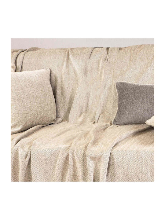 Aslanis Home Sofa Throws 2 Seater Ossa 180x250cm Grey Beige