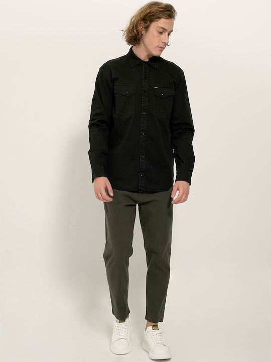 Tresor Long-sleeved Denim Shirt Black