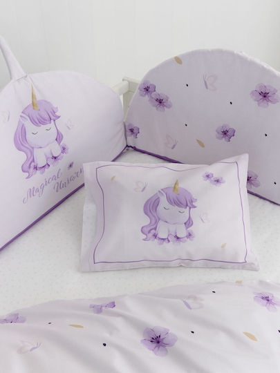 Nima Сет Бебешка Долен Калъф с Калъфка за Възглавница Magical Unicorn Lilac 110x145см.