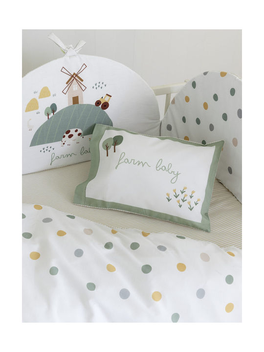 Nima Baby Duvet Cover Set With Pillowcase White, Green, Beige 110x145cm