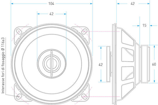 Car Speaker 4" with 30W RMS (2 Way) M2C42