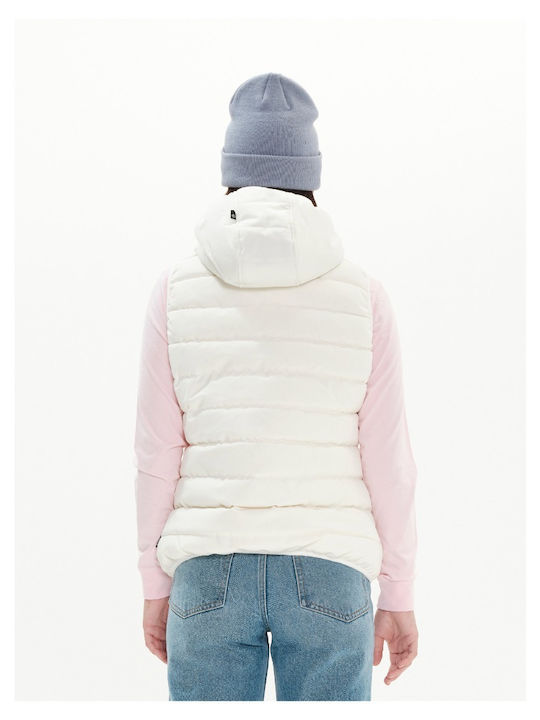 Women's Short Puffer Jacket for Winter with Hood White