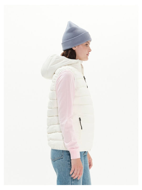 Women's Short Puffer Jacket for Winter with Hood White