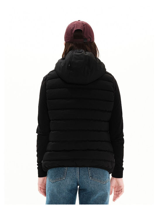 Women's Short Puffer Jacket for Winter with Hood Black