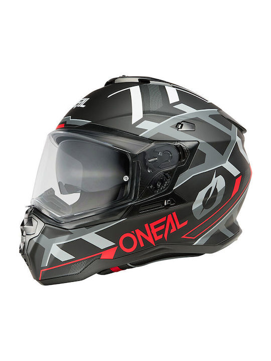 O'neal DSRS Square V.25 Black/Grey/Red Motorcycle Helmet On-Off ECE 22.06 with Sunvisor