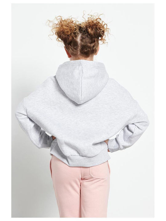 BodyTalk Fleece Kids Sweatshirt with Hood and Pockets Grey melange