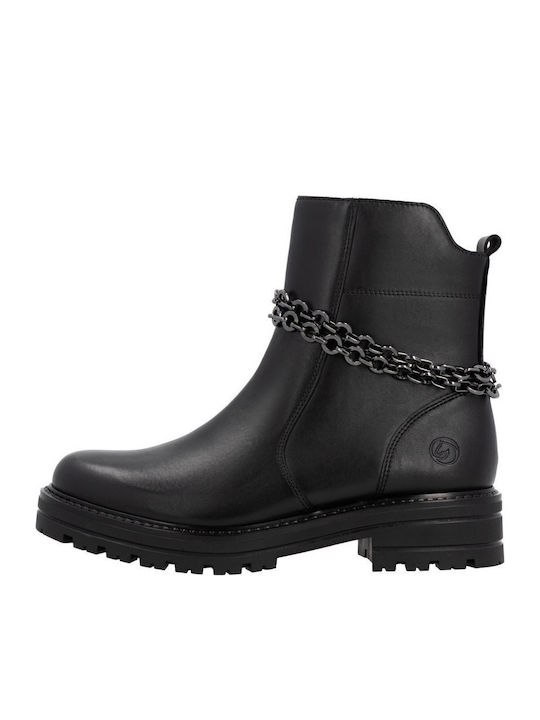 Leder Stiefeletten Damen Schwarz