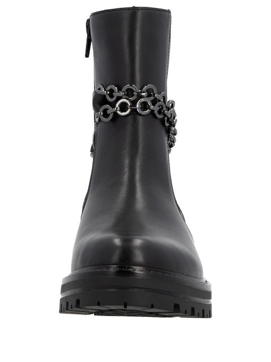 Leder Stiefeletten Damen Schwarz