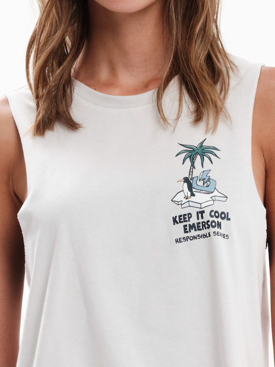 Keep It Cool Γυναικείο Αθλητικό Crop Top Αμάνικο Off White
