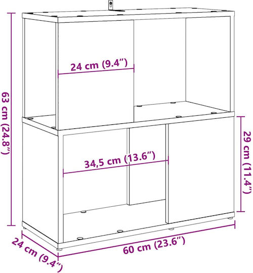 Artisan Wooden Bookcase 60x24x63cm