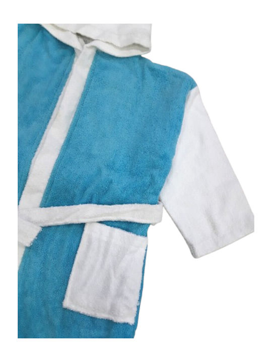 Domina Kids Hooded Bathrobe Turquoise White