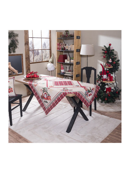 Teoran Weihnachtlich Tischtuch Stoff Weiß L140xB220cm.