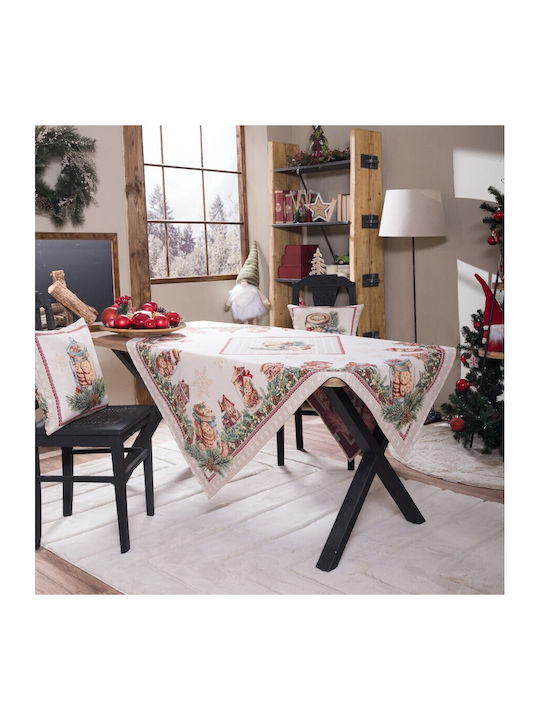 Teoran Weihnachtlich Tischtuch Stoff Weiß L140xB180cm.