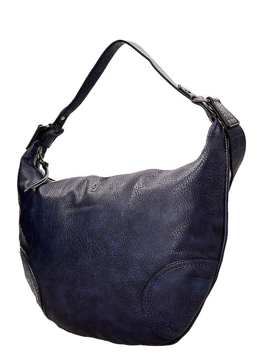 Faux Leather Hobo Shoulder Bag Blue