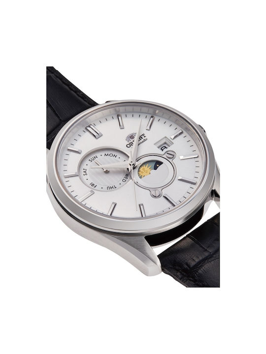 Orient Sun Moon Watch Automatic with Black Leather Strap