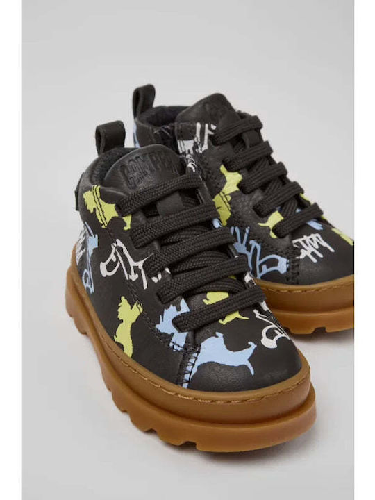 Twins Leather Kids Boots with Laces Multicolored