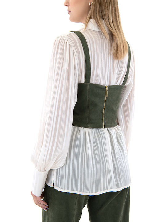 Women's Blouse Corset Sleeveless Khaki