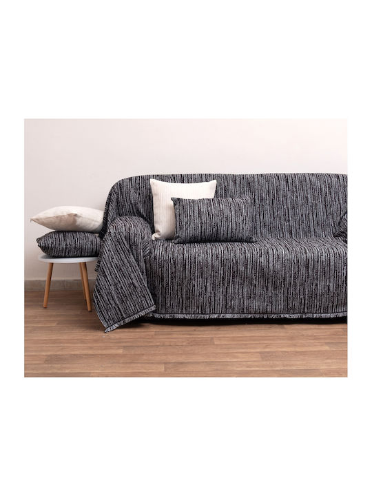 Anna Riska Viersitzer-Sofa Überwurf 2 Seiten 1453 180x320cm Black