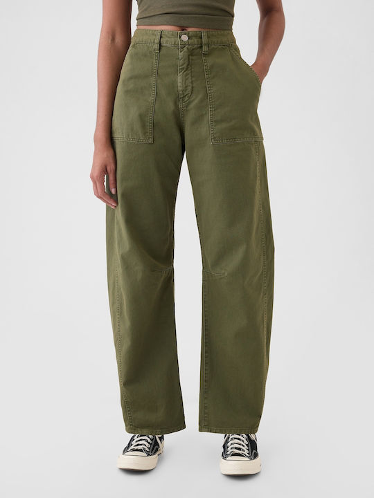 Women's Fabric Trousers Olive Green