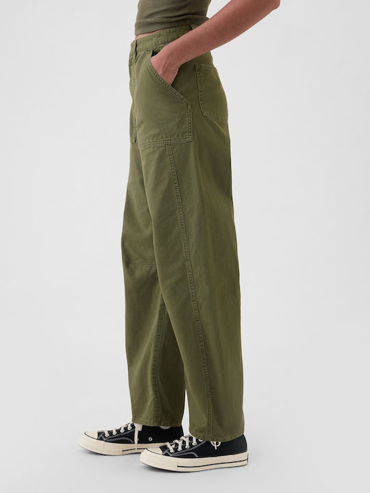 Women's Fabric Trousers Olive Green