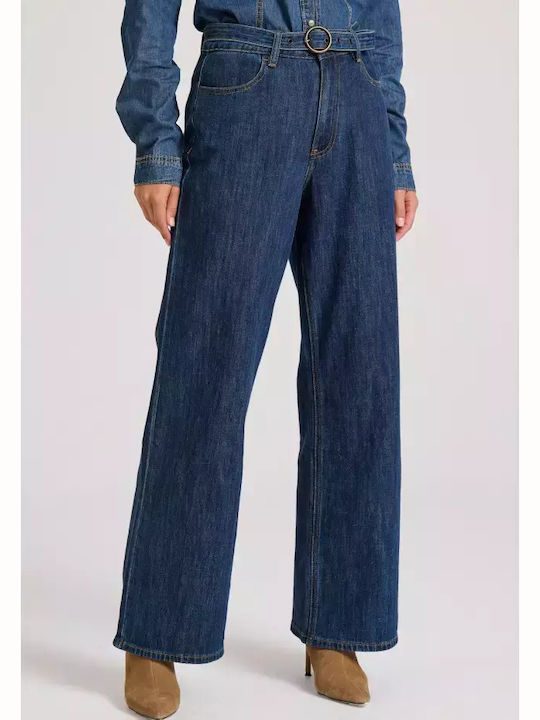 High Waist Women's Jean Trousers in Regular Fit Blue Denim