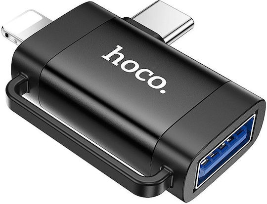 Hoco Otg 2in1 Converter Lightning / USB-C male to USB-A female 1pcs