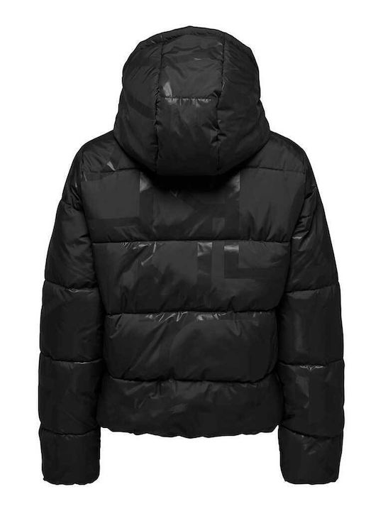 Women's Short Puffer Jacket for Winter Black