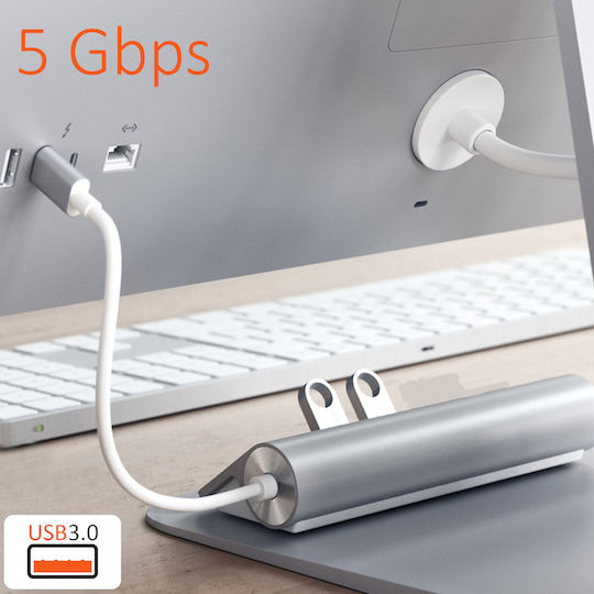 Satechi Hub 5 Θυρών USB 3.0 με σύνδεση USB-C Ασημί