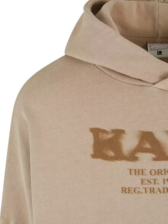 Retro Φούτερ με Κουκούλα Beige