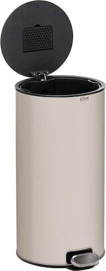 5Five Delta Mülleimer Metallisch mit Pedal Beiges 30lt